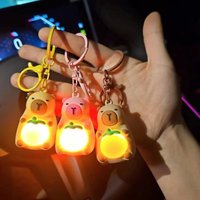 2026Cute Capybara Keychain With Lighted Creative Luminous Capibara Anime Lighting Keyring Mini Doll Capybara Keyring accessories