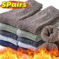 1/5Pairs Super Thick Winter Woolen Merino Socks for Men Towel Thermal Warm Sport Socks Cotton Male's Cold Snow Boot Terry Sock