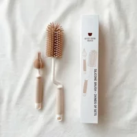Silicone Baby Bottle Nipple Brush Set Long Handle Rotating Straw Cleaner Portable Newborn Feeding Accessories