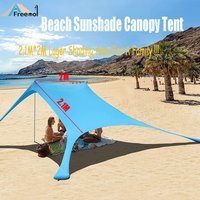 2M*2.1M Large Beach Tent Family Beach Sunshade UPF50+ Canopy With Sandbag Outdoor Protection Canopy For Camping Fishing Picnic