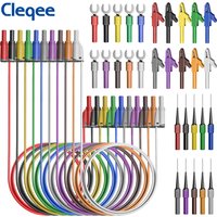 Cleqee CKT011 Banana Plug Silicone Test Leads Kit with Alligator Crocodile Clips Test Fork Back Probe Pins for Electrical Test