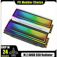 M2 nvme Cooler ARGB Snow Infinite Mirror Design M.2 SSD Heatsink Mobo 5V RGB SYNC, Black/Silver