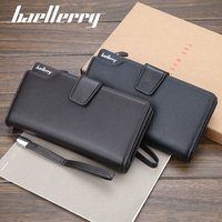 Baellerry Men's Large Capacity Long Business Wallet Multifunctional Hand-held with Zipper Foreskin Clip Card Holder