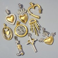 3pcs/Lot Two Tone Peach Heart Wings DIY Pendant Wholesale Fashion Copper CZ Star Boot Jewelry Charms For Women Necklace Making