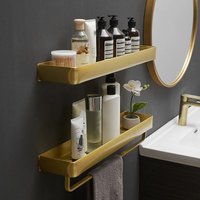 Bathroom Shelf Bath Shower Shelf Aluminum Brushed Gold Bathroom Corner shelf Wall Mounted Black Aluminum Kitchen Storage holder