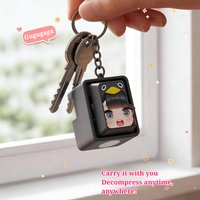 Guguga Penguin Button Voice Keychain Fidget Toy Stress Relief Squishy Sound Press Pendant Funny Gift for Kids Adults Bag Charm