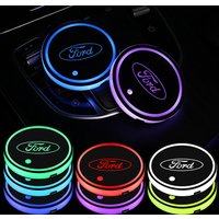 Car Luminous Coaster Logo Cup Holder Mat Auto Accessories For Ford Focus MK2 MK4 Mustang Fiesta MK7 Kuga Mondeo Fusion Ranger