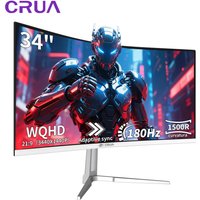 CRUA UltraWide 34 Inch Curved Monitor 1500R PC Screen 180hz Refresh Rate WQHD 3440x1440 Computer Gaming Monitor VA PanelAMD FreeSync Premium | HDR10 | 99% sRGB | VESA