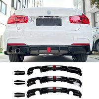 2013-2019 Rear Bumper Diffuser Lip With Light Dual Exhaust Black Lip Splitters Valance Spoiler FOR BMW F30 M Sport 325i 330i MT