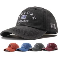 Unisex Vintage Washed Cotton Baseball Cap Adjustable New York Letters Embroidery Snapback Hats for Women Men Soft Top Sunhat