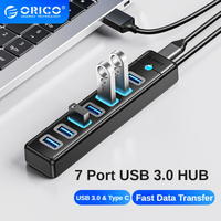 ORICO USB 3.0 HUB 5Gbps Dock Station 7 Ports USB A Type C HUB haute vitesse séparateur OTG adaptateur pour accessoires PC Huiwei Xiaomi