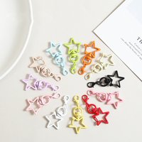 10Pcs Colorful Metal Five-pointed Star Keychain - Lobster Clasp Keyring Hooks for DIY Craft Jewelry Making Supplies