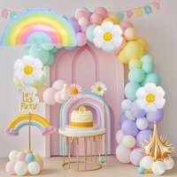 147pcs Rainbow Balloon Garland Arch Kit Daisy Theme Party Decoration Wedding Birthday Party Anniversary Home Room Decoration
