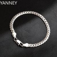 Nice 925 Sterling Silver 6mm Side Chain Bracelets Necklace For Woman Men Fashion Wedding Engagement Jewelry Gift