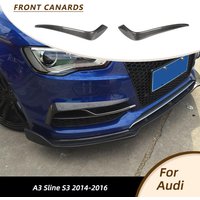 Gloss Black Car Front Bumper Canards for Audi A3 Sline S3 S2014-2016 Car Front Fog Light Cover No Hatchback Carbon Fiber