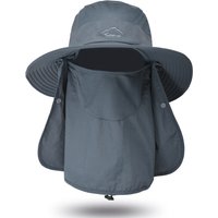 Outdoor-Angelhut mit breiter Krempe, UPF 50+, Sonnenschutzkappe mit Gesichts- und Nackenklappe für Outdoor-Aktivitäten, Wandern und Garten
