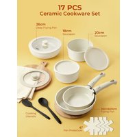 17-Piece Removable Handle Non-Stick Cookware Set Die-Cast Aluminum Induction Compatible