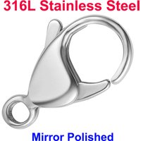 20/30/40 316L Stainless Steel Lobster Clasps Wholesale Mirror Polished 9-19mm 18k Gold Vacuum Plated Diy Jewelry Making Findings