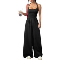 Women's Casual Strapless Jumpsuit Summer Wide-Leg Loose Fit Sleeveless One Piece Pants Rompers