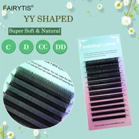 FAIRYTIS YY Shape Individual Lashes C D CC DD Curl Handmade Natural Eyelashes Extension 0.05 0.07mm Premium Faux Mink Eyelash
