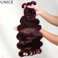 UNice Black Cherry Body Wave Bundles 1/3/4 PCS 100Grams Per Bundles 100% Human Hair Bundles