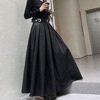 TFETTERS Brand Black Pleated Skirt Women 2026 Spring and Autumn Maxi Skirt New High Waist Long Skirt for Women Clothing