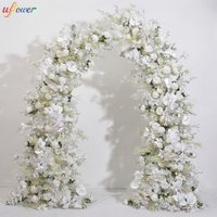 Uflower White Rose Orchid Floral Arrangement Decor Horn Arch Wedding Backdrop Floor Flower Row Banquet Event Stage Party Props