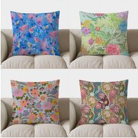 Home Decor Colorful Feather Pattern Decorative Pillow Cover Pattern Cushion Cover Suitable for Sofa Bedroom Car Pillow Cover