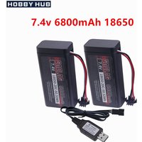 6800mAh Battery for MN82 RC Car with SM3P Plug 18650 7.4V Lipo Battery for LC79 MN90 MN78 MN128 MN RC Car Parts