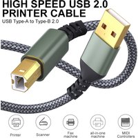 USB A Printer Cable 16 ft Up to 480 Mbps transfers data speed for USB A devices USB A to USB 2.0 Type B Dell Epson Lexmark