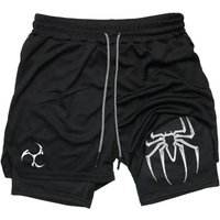 Fashion Athletic Summer Men Double-layer Sport Fitness Short with Sportswear 2-in-1 Running Towel Loop Activewear Cycling Short