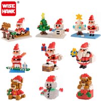 Santa Claus Snowman Doll Bear Mini 3D Toy Assembly Puzzle Building Blocks Christmas Series Children Gifts
