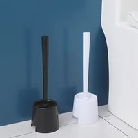 1pc Toilet Brush and Holder Set - Long Handle Bathroom Flexible Deep Cleaning Brush, Portable Toilet Brush with Holder