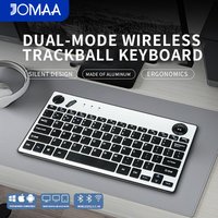 JOMAA Wireless Keyboard with Trackball Air Mouse 1600dpi Bluetooth keyboard for TV iPad Phone Laptop Slient Click Keyboard