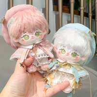 4pcs/set Pink Green Clothes For 10CM Cotton Doll Accessories Cute Hat Cape Doll Outfit Dress up DIY Doll Accessories Kids Toys