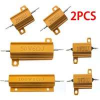 2PCS RX24 Aluminum Power Resistor 10/25/50/100W 0.1-1KOhm Metal Shell Wirewound Load Resistor Kit for Industrial Audio Equipment