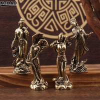 1Pc Brass Retro Beautiful Wizard Characters Figurines Brass Halloween Witch Small Statue Ornament Desktop Home Decoration Crafts