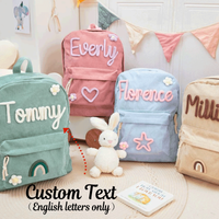 1-piece personalized name backpack, large capacity, with butterfly, rainbow, apple, star patterns, perfect for back to school