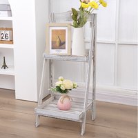 American countryside vintage solid wood storage rack, multi-layer folding decorative flower rack, floor standing storage rack