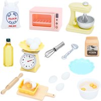 22Pcs Dollhouse Miniature Kitchen Accessories Mini Stuff Machine Stand Mixer Kitchen Scale Flour Rolling Pin Dollhouse Toys