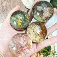 1pc Natural Green Phantom Quartz Sphere, Unique Garden Quartz Crystal, Home Decor, Perfect Gift for Valentine's Day, Easter
