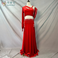 Belly Dance Set Customized Luxury Rhinestone Top+sexy Fish Tail Long Skirt 2pcs Oriental Dance Professional Performance Costume
