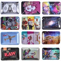 18*12.5cm Tobacco Dry Herb Vape Rolling Tray Cigarette Smoking Tool Lighter Metal Ashtray