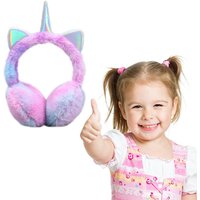 AliExpress NONE Winter Warm Children Girls Colorful Unicorn Cartoon Earflap Soft Plush Fluffy Cat Ears Earmuff Cycling Ski Tie-dye Ears Cover