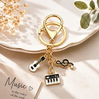 Fashionable Bag Charms Piano and Guitar Keychains Musical Note Keychain Pendants Exquisite Backpack Accessories and Gifts Perf