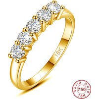 With Certficate Original Solid 18K Gold Moissanite Ring For Women 5 Stone AU 750 Luxury Jewelry With Stamp Engagement Gift Trend