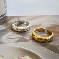 925 Sterling Silver Rings For Women Simple Vintage Handmade Adjustable Finger Gold Narrow Ring Fashion Band Female Bijoux Gift