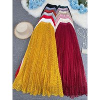 New Fashion Lace Large Hem Skirts For Women 2026 Spring Summer Holiday Style Elegant Long Skirt