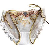Vintage Lace Underwear Women's Sexy Panties Flower Pattern Seamless Briefs Low Waist Underpanties Breathable Mesh Panties
