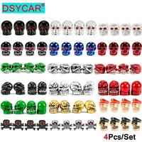 DSYCAR 4Pcs/Set Valve Caps for Tires, Skull Style Universal Stem Valve Caps, Attractive Dustproof Car Accessories
